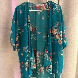 Liberty Green Pink 3/4 Sleeve Boxy Blouse